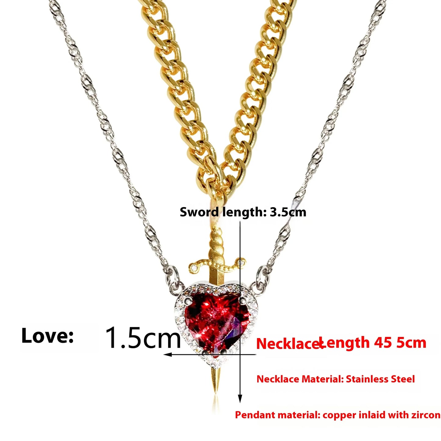 Gothic Punk Arrow Heart Necklace