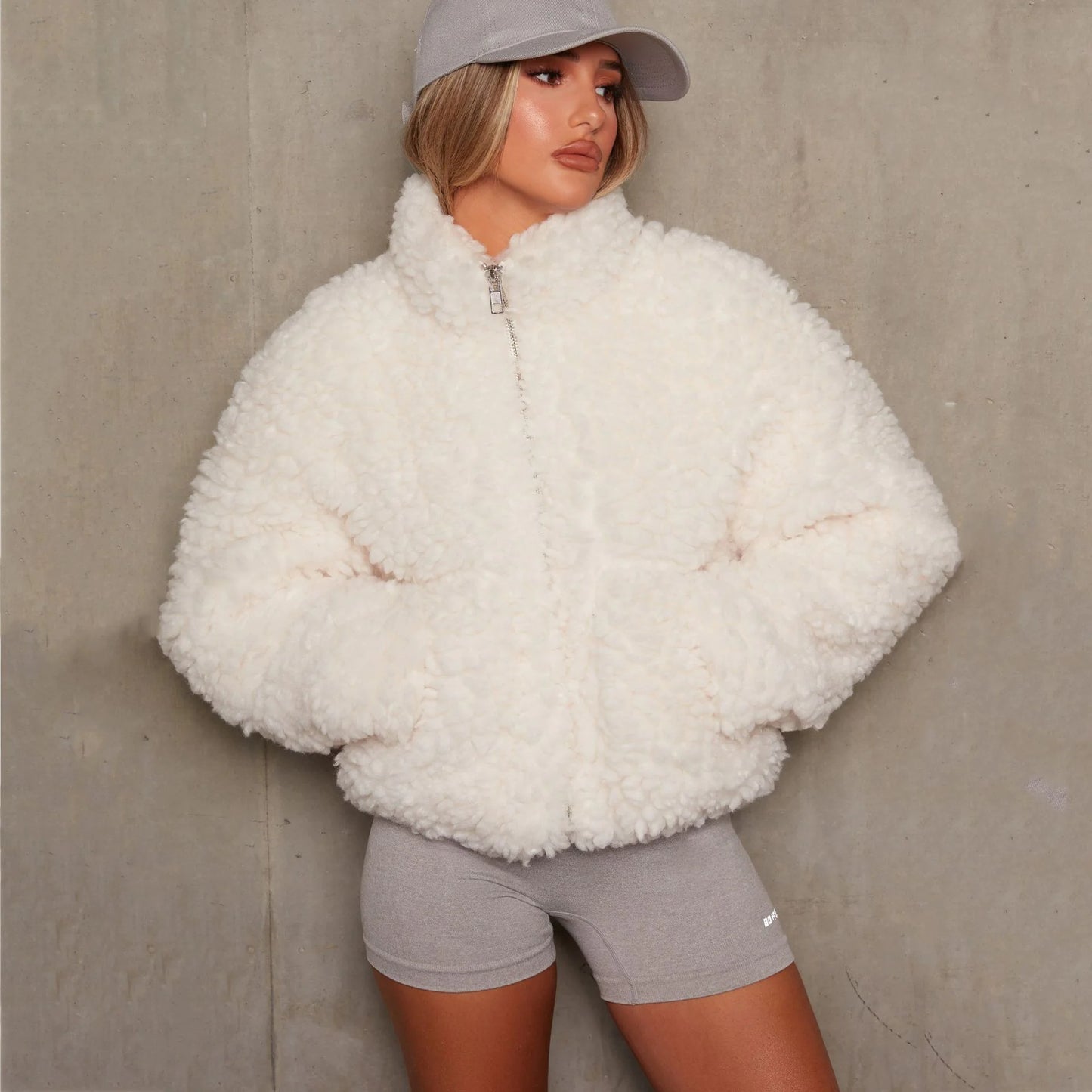 Women's Plush Lamb Wool Cardigan Jacket