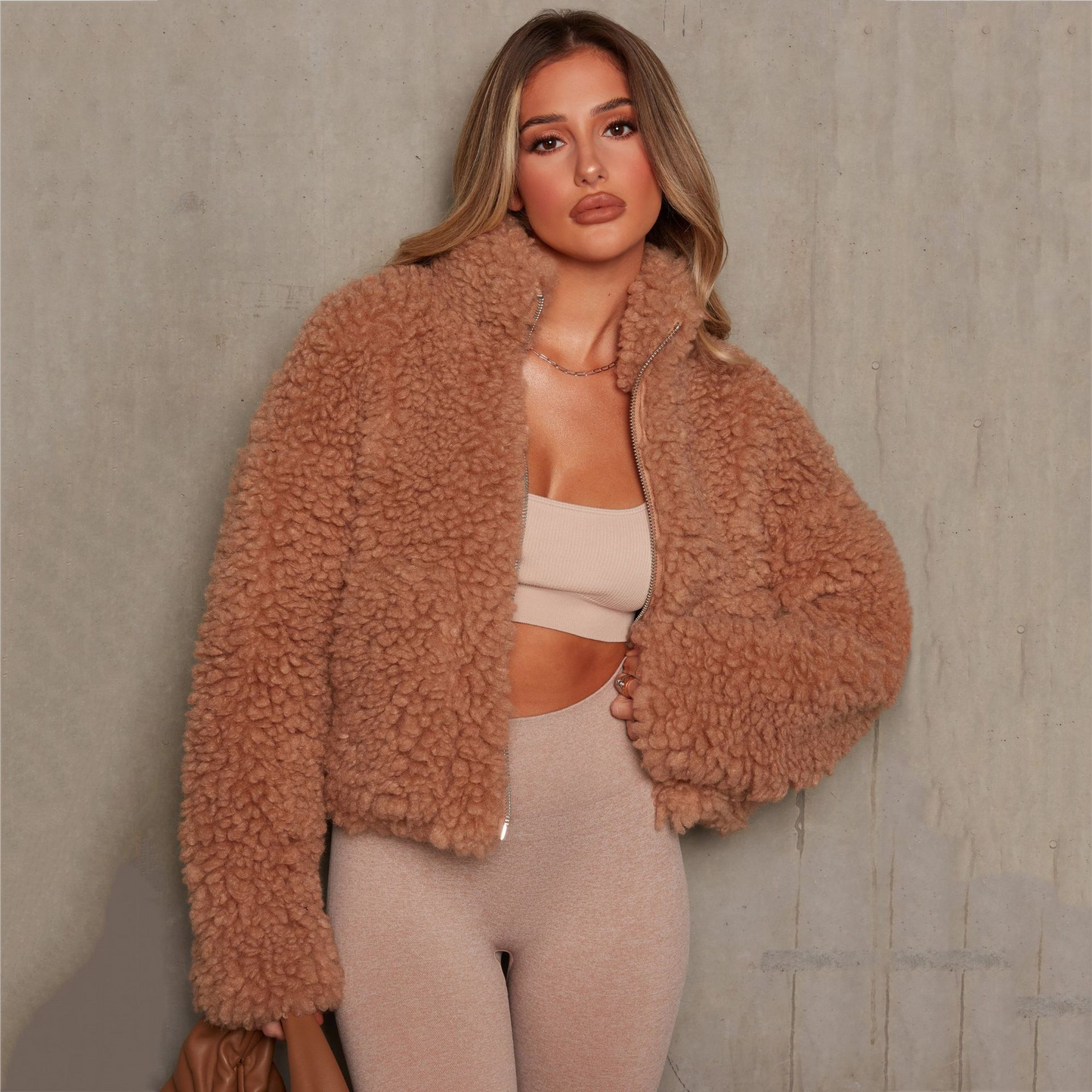 Women's Plush Lamb Wool Cardigan Jacket