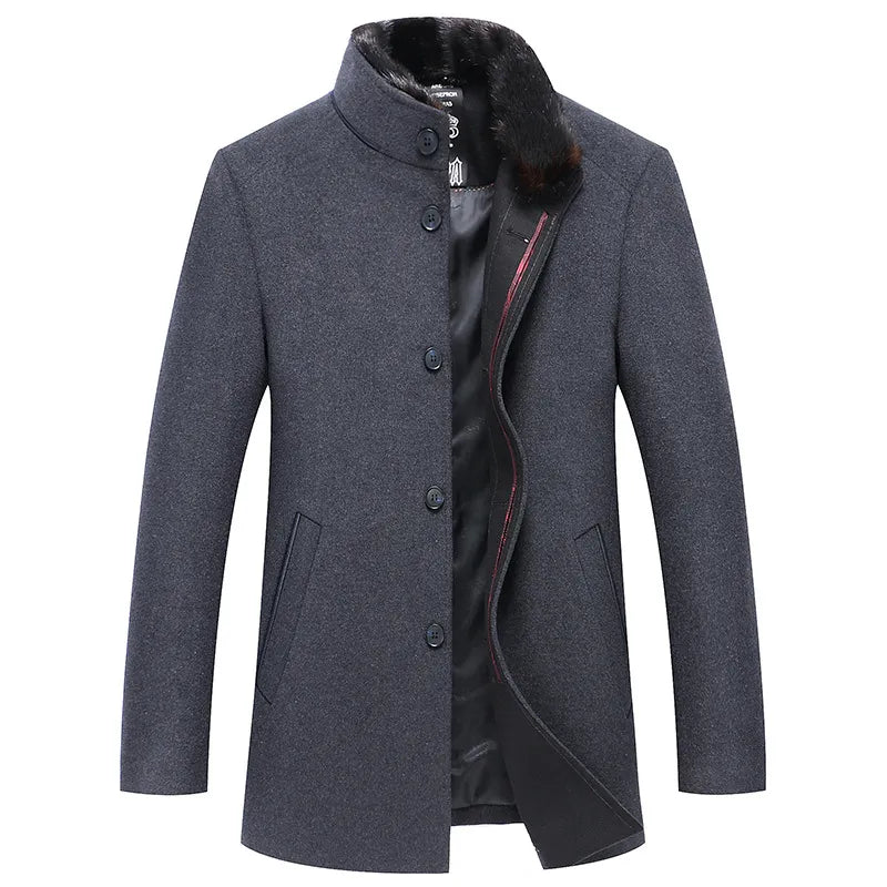 Stand Collar Woolen Coat