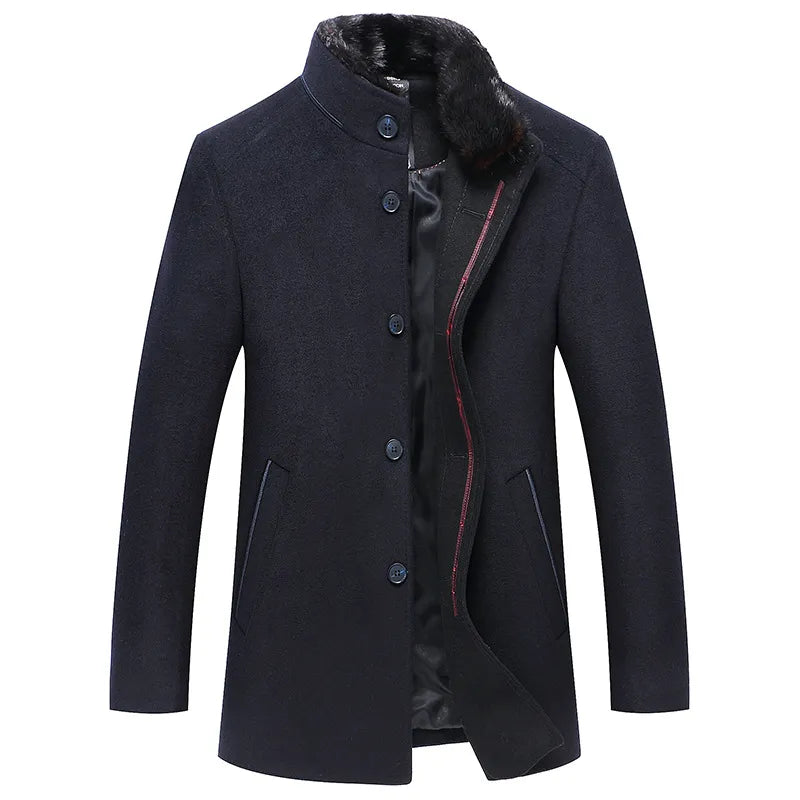 Stand Collar Woolen Coat