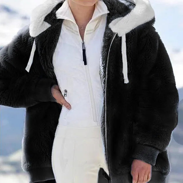 Luxury Women's Hooded Plush Jackets