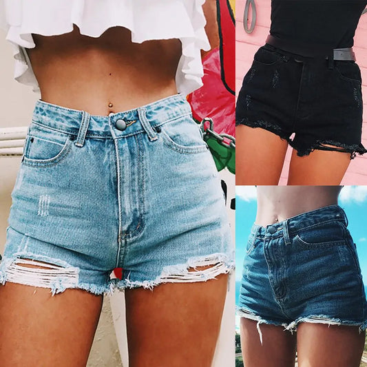 High Waist Ripped Denim Shorts: Women's Summer Fashion