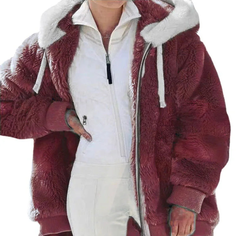 Luxury Women's Hooded Plush Jackets